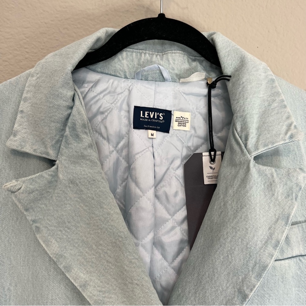 NWT Levi’s made & crafted light wash denim quilted sports coat blazer - Picture 11 of 16